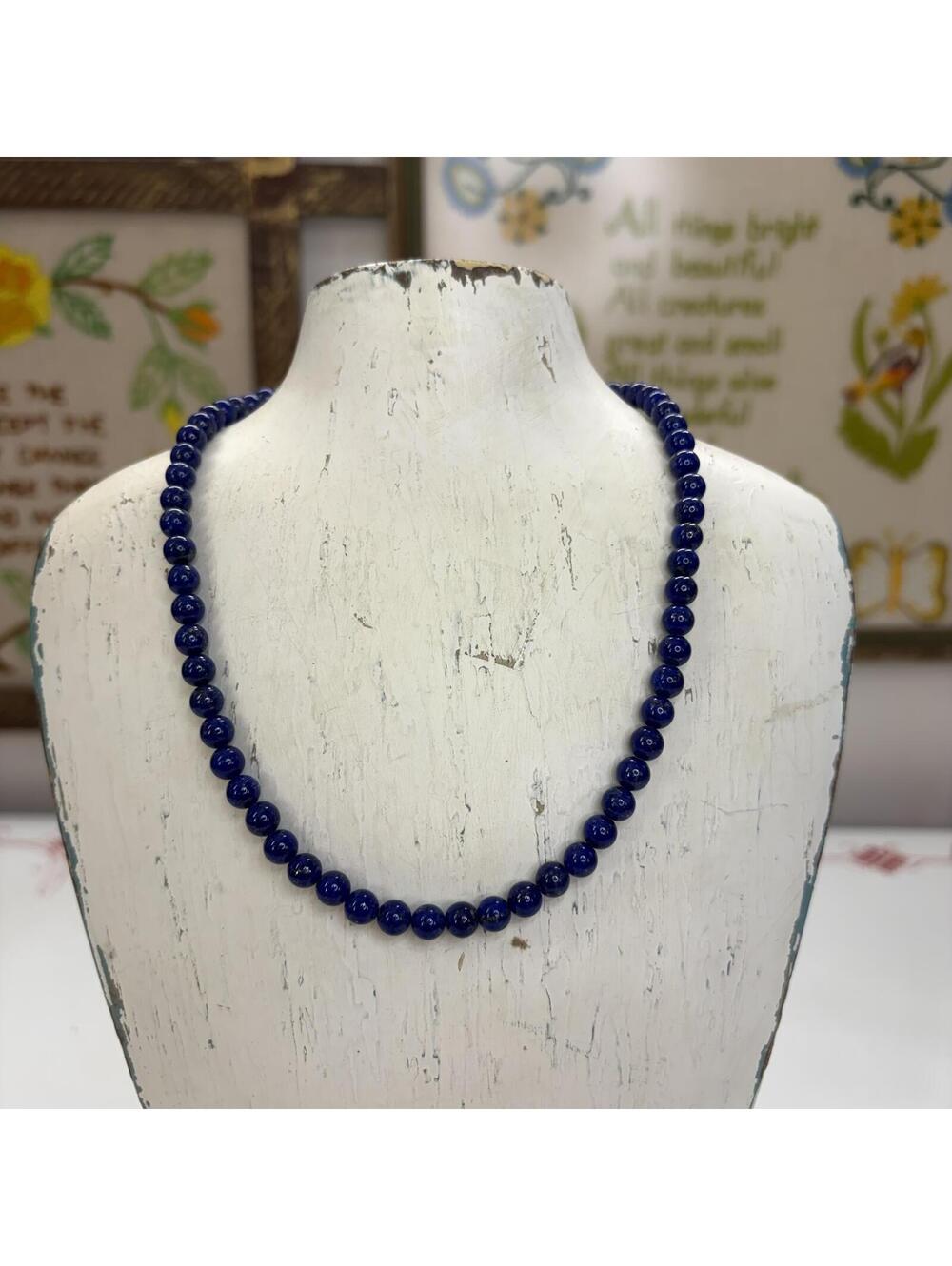 Southwestern Lapis Lazuli necklace with sterling claps - Picture 1 of 6